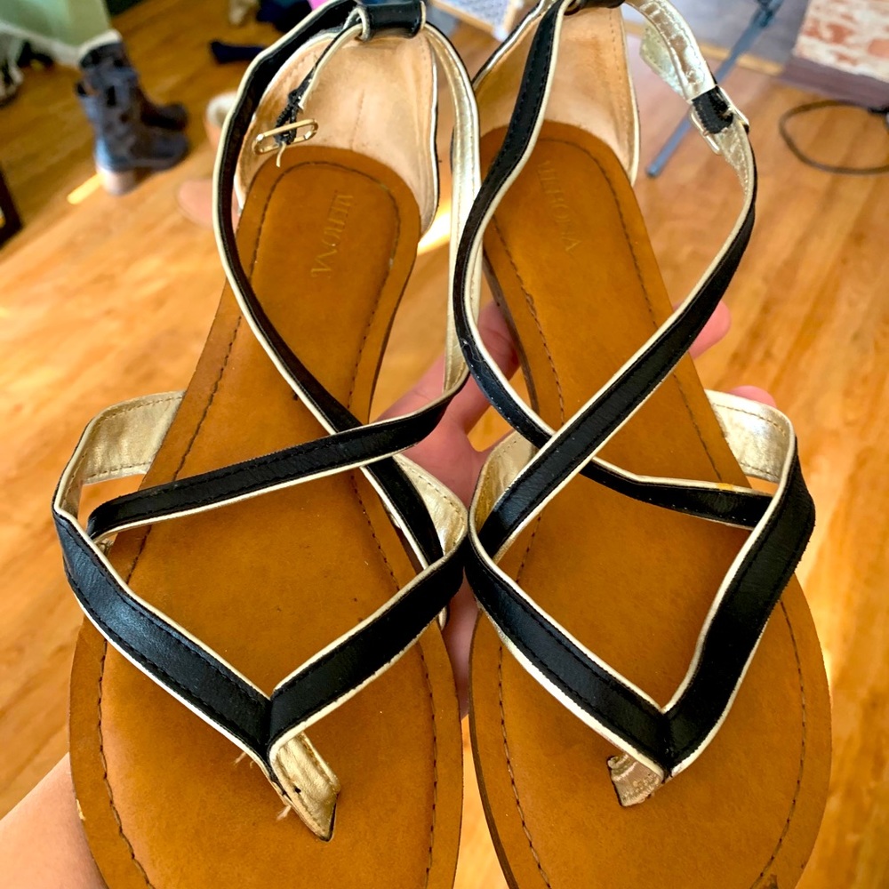 Black & gold flats
